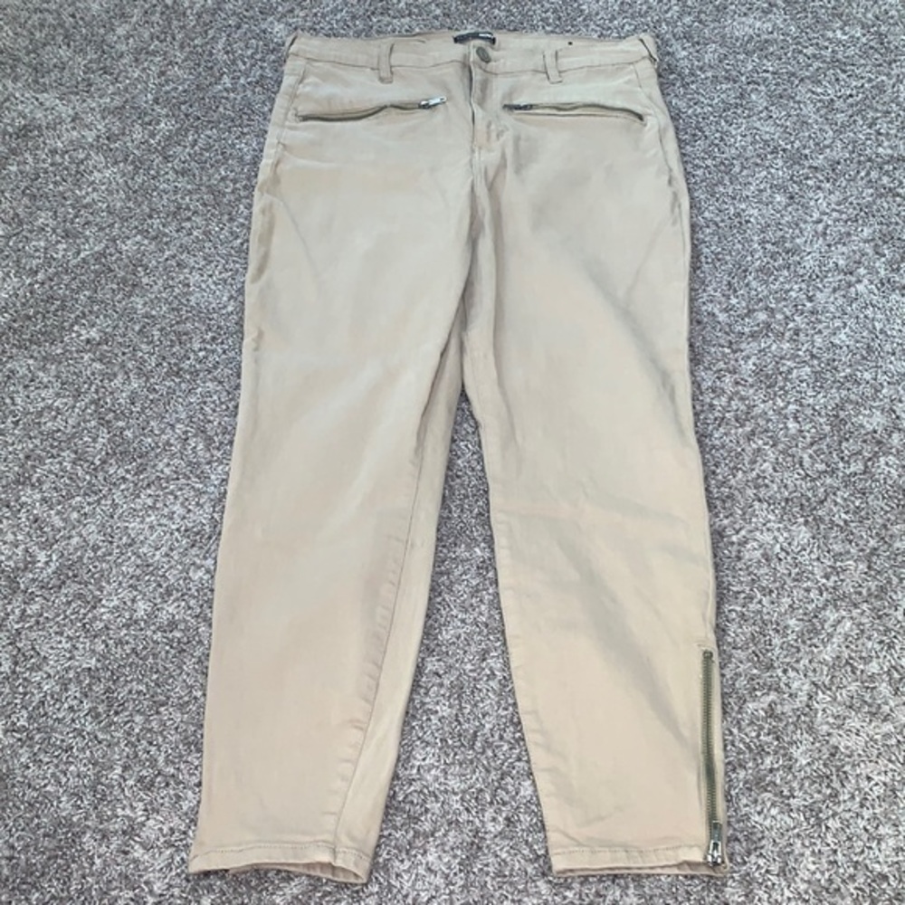 Fashion nova size 14 kaki jean zipper accent stretch high rise pants